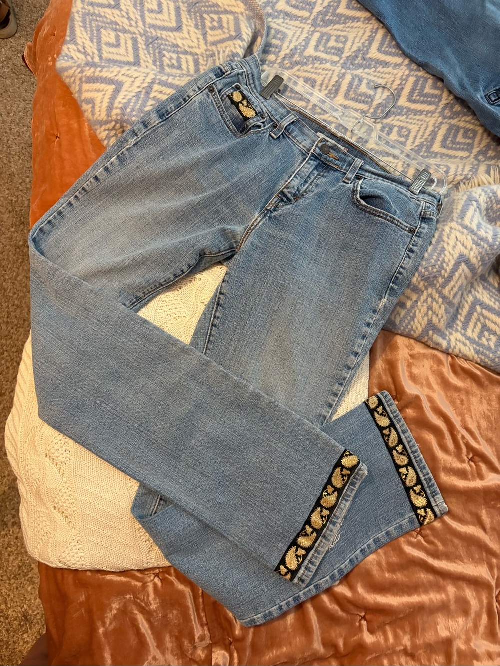 Levi's 505 Long Light Blue Straight-Leg Jeans with Vintage Ribbon Cuff